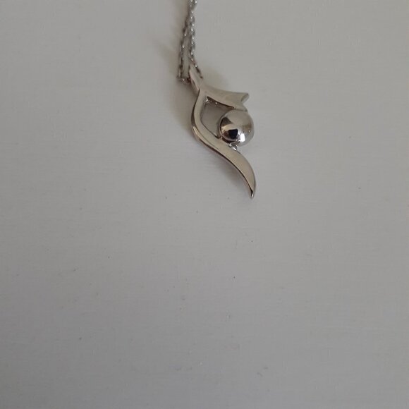 Plated Silver Charm Necklace Cubic Zirconia Gem with Chain - Picture 4 of 4